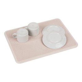 Wenko Alfombrilla Escurreplatos Damon de Diatomita Natural, 40 x 30 x 0,9 cm, Muy Absorbente, Incluye 5 Patas de Silicona y Papel de Lija