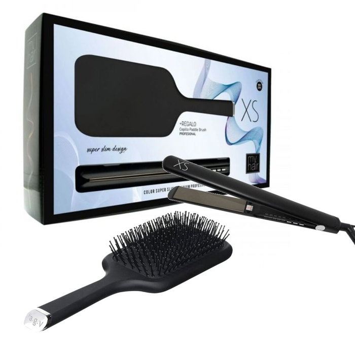 AGV Hair MyHair Set XS Straightener Matte Black + Black Paddle Brush AGV Hair MyHair Set XS Straightener Matte Black + Black Paddle Brush