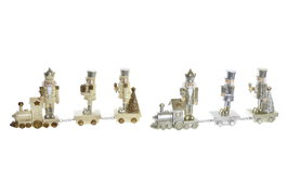 DKD Home Decor Figura de Tren de Resina Surtida (Dorado y Plateado)