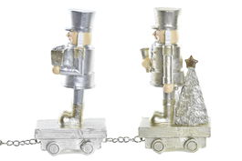 DKD Home Decor Figura Navidad Moderna Dorado Plateado Resina 5 x 12 x 28 cm (2 Unidades)