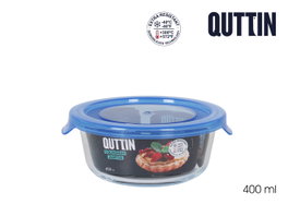 Quttin Fiambrera Redonda con Tapa Azul 13.5 cm (12 Unidades)