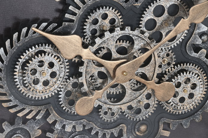 DKD Home Decor Reloj de Pared Loft Plateado Negro Hierro Cristal 9 x 80 x 80 cm