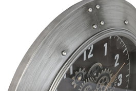 DKD Home Decor Reloj de Pared Loft Plateado Negro Hierro Cristal 9 x 80 x 80 cm