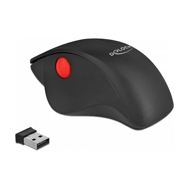 DeLOCK 12598 Ratón Ergonómico Inalámbrico Negro y Rojo