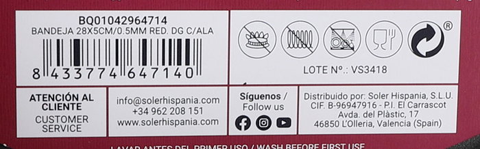 Quttin Bandeja Redonda con Ala 28 x 5 cm / 0.5 mm (12 Unidades)