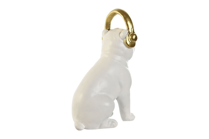 DKD Home Decor Figura Perro Resina Blanco Negro Dorado 12 x 18 x 30 cm (2 Unidades)