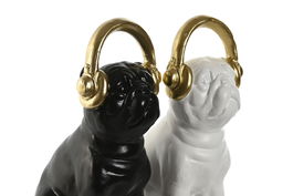 DKD Home Decor Figura Perro Resina Blanco Negro Dorado 12 x 18 x 30 cm (2 Unidades)