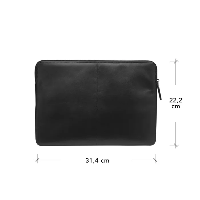 Skagen Pro+ Funda para Portátil de 13 pulgadas, Compatible con MacBook Pro/Air, Cuero de Grano Entero Negro, Resistente a Impactos, Cremallera, 316g