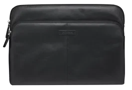 Skagen Pro+ Funda para Portátil de 13 pulgadas, Compatible con MacBook Pro/Air, Cuero de Grano Entero Negro, Resistente a Impactos, Cremallera, 316g