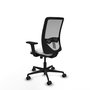Silla de oficina Zulema con mecanismo Sincro tapizada con Tela color Blanco y malla color Gris. Equipada con lumbar 1D, Brazos 2D y Ruedas 65mm nailon