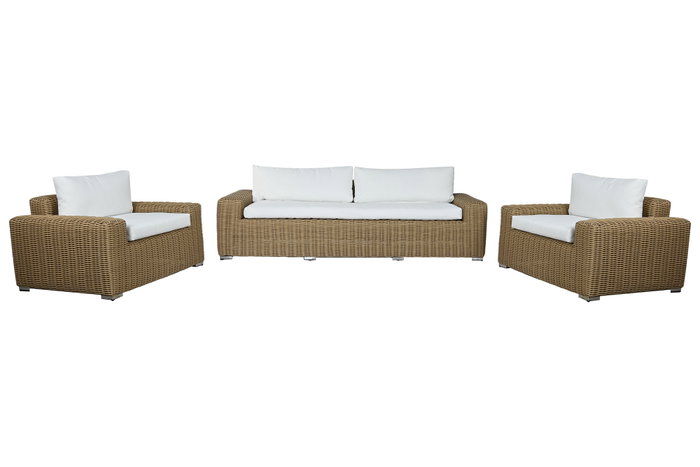 DKD Home Decor Sofá Terraza y Jardín Ratán Sintético Set de 4 Piezas, Marrón Claro/Beige, Repelente al Agua, 222 x 87 x 63 cm DKD Home Decor Sofá Terraza y Jardín Ratán Sintético Set de 4 Piezas, Marrón Claro/Beige, Repelente al Agua, 222 x 87 x 63 cm