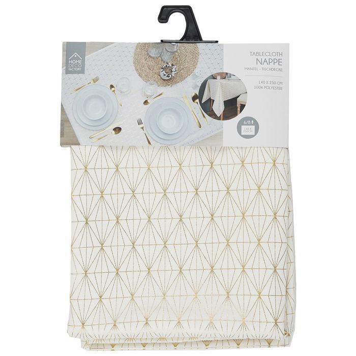 Home Deco Factory Mantel Dorado Geome 140x250 cm Poliéster Home Deco Factory Mantel Dorado Geome 140x250 cm Poliéster