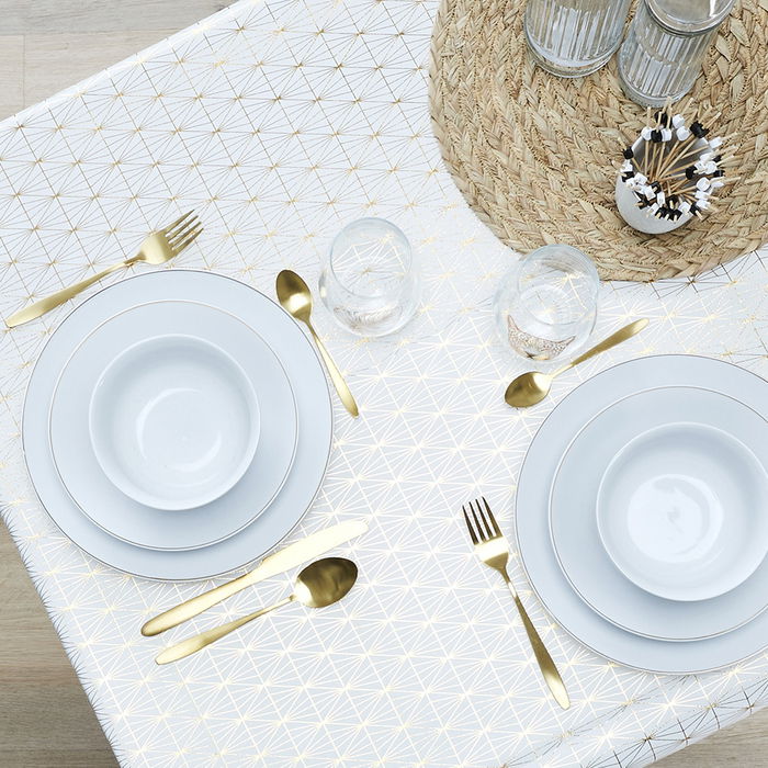 Home Deco Factory Mantel Dorado Geome 140x250 cm Poliéster Home Deco Factory Mantel Dorado Geome 140x250 cm Poliéster