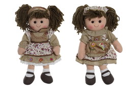 DKD Home Decor Set de 2 Muñecas de Trapo con Vestido Marrón