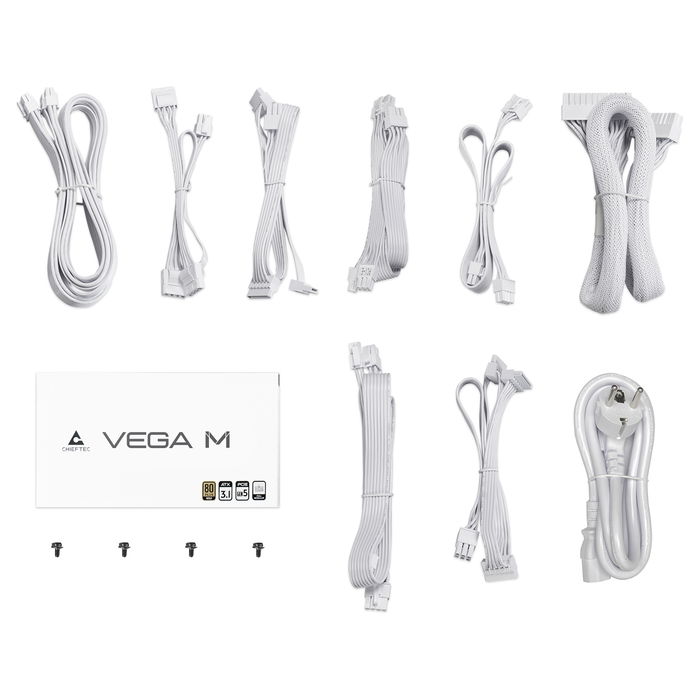 Chieftec VEGA M White 1000W 80 Plus Gold ATX Fully Modular Fuente de Alimentación para PC Blanca