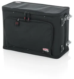 Gator Funda de rack de 3U ligera con asa de arrastre y ruedas - Negro