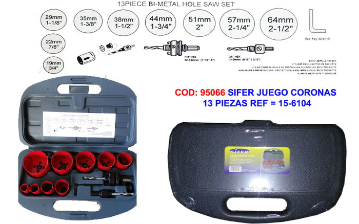 SIFER Juego de coronas 13 piezas SIFER Juego de coronas 13 piezas