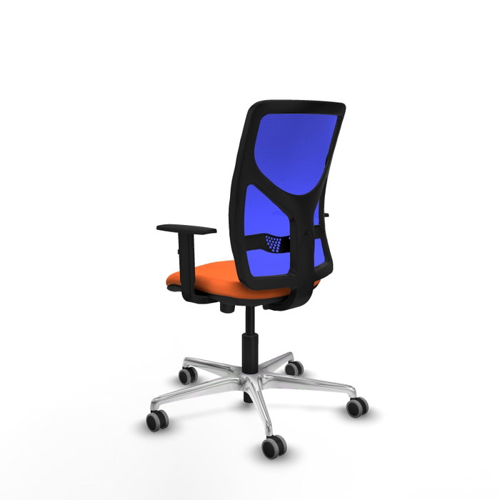 PIQUERAS Y CRESPO Silla de oficina Motilla con mecanismo Sincro/Traslack, Tela Naranja y Malla Azul PIQUERAS Y CRESPO Silla de oficina Motilla con mecanismo Sincro/Traslack, Tela Naranja y Malla Azul