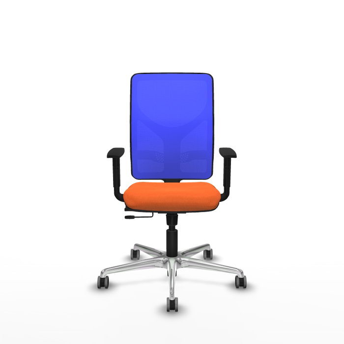 PIQUERAS Y CRESPO Silla de oficina Motilla con mecanismo Sincro/Traslack, Tela Naranja y Malla Azul PIQUERAS Y CRESPO Silla de oficina Motilla con mecanismo Sincro/Traslack, Tela Naranja y Malla Azul