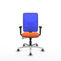 PIQUERAS Y CRESPO Silla de oficina Motilla con mecanismo Sincro/Traslack, Tela Naranja y Malla Azul