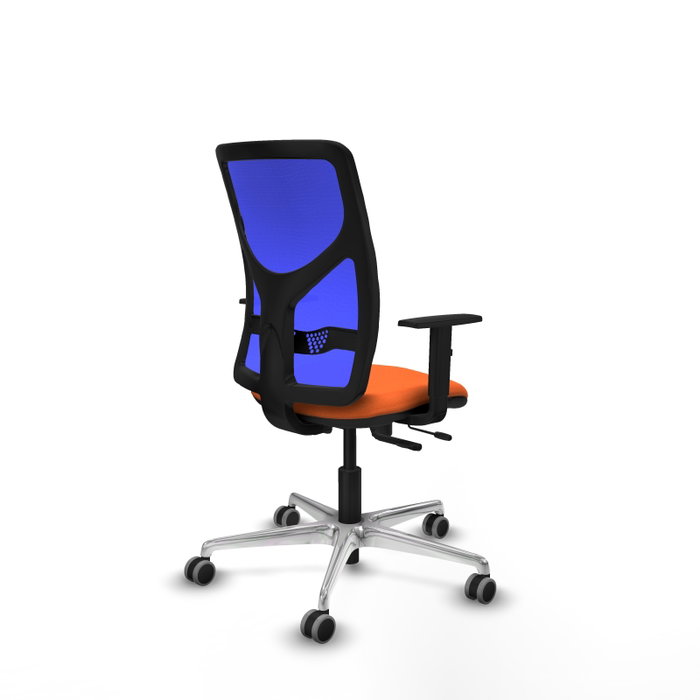 PIQUERAS Y CRESPO Silla de oficina Motilla con mecanismo Sincro/Traslack, Tela Naranja y Malla Azul PIQUERAS Y CRESPO Silla de oficina Motilla con mecanismo Sincro/Traslack, Tela Naranja y Malla Azul
