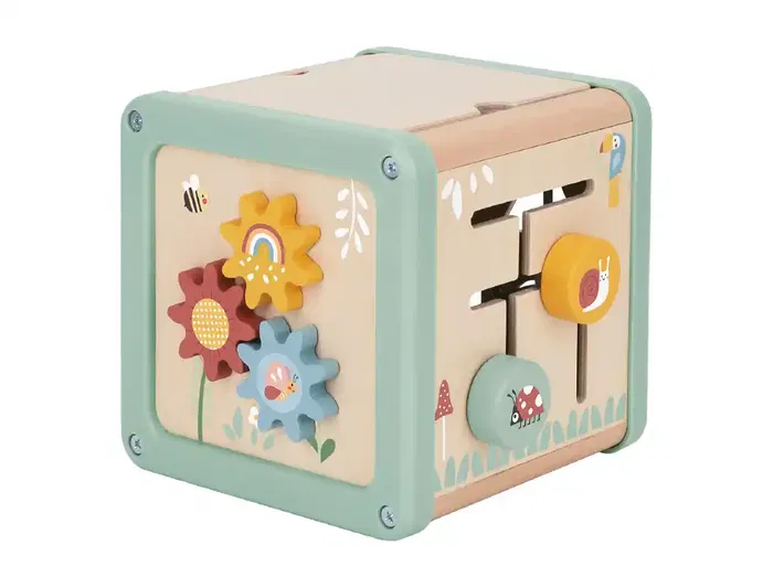 Imaginovo Juego Infantil Cubo de Actividades de Madera +18 Meses 15,5x15,5x28cm