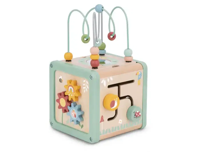 Imaginovo Juego Infantil Cubo de Actividades de Madera +18 Meses 15,5x15,5x28cm