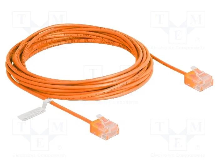 DeLOCK Cable de red RJ45 Cat.6 UTP Ultra Slim 5 m naranja con enchufes cortos