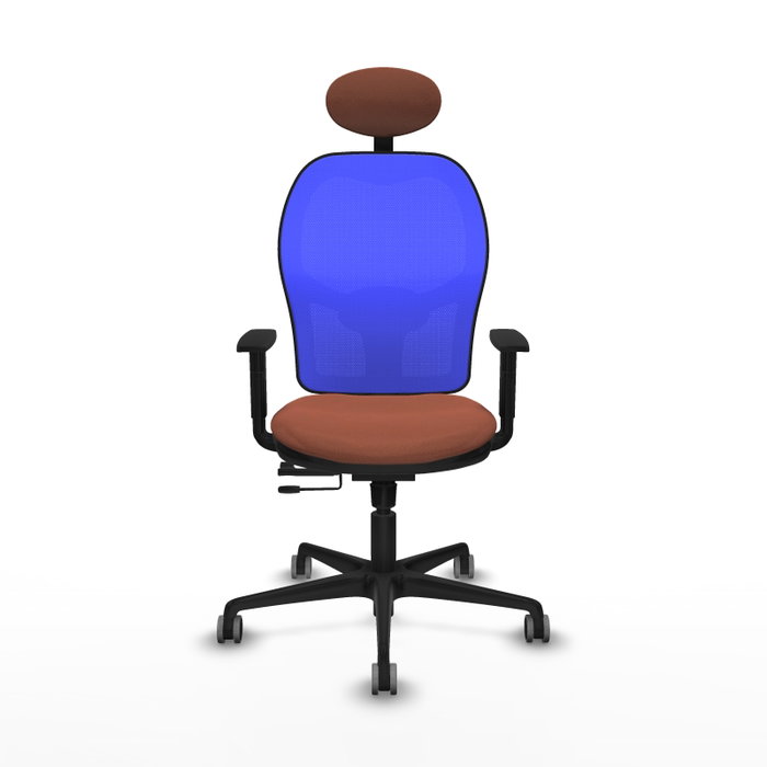 PIQUERAS Y CRESPO Silla de oficina Jorquera con mecanismo Sincro/Traslack, Tela Marrón y Malla Azul PIQUERAS Y CRESPO Silla de oficina Jorquera con mecanismo Sincro/Traslack, Tela Marrón y Malla Azul