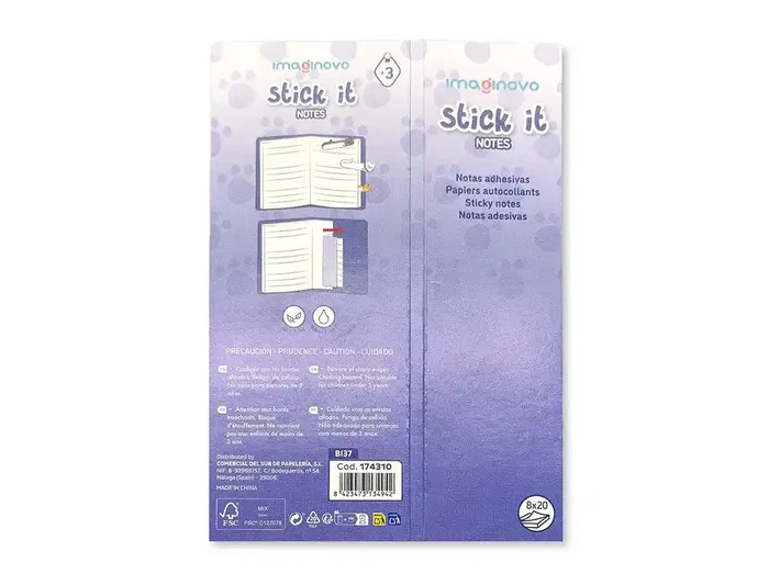 Imaginovo Bloc notas adhesivas marcapaginas gato 120 hojas 8x15x48 mm