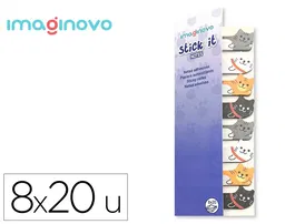Imaginovo Bloc notas adhesivas marcapaginas gato 120 hojas 8x15x48 mm