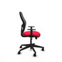Silla de oficina Alocén con mecanismo Sincro tapizada con Tela color Rojo y malla color Negro. Equipada con lumbar 1D, Brazos 1D y Ruedas 65mm nailon