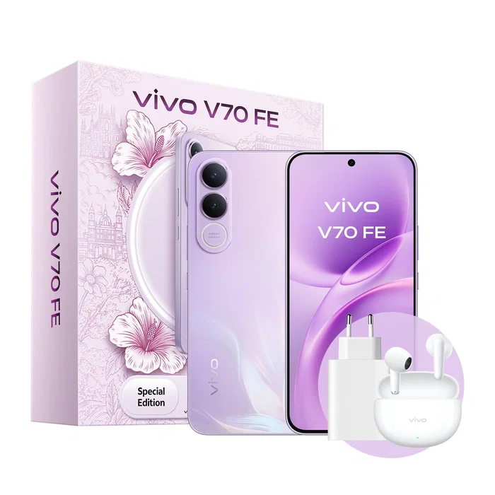 Vivo V70 FE 5G (8GB+256GB) Púrpura con Cargador y Auriculares