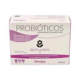 DERBOS Derbointim 30 Cápsulas Probióticos y Vitaminas para Mucosas Apto Veganos