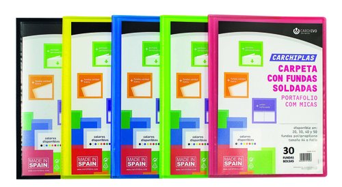Carpeta Fundas (Tarifario) Carchivo Pp Carchiplas-Book Flexible Canguro Fº 30 F. Surtido (Set de 15)