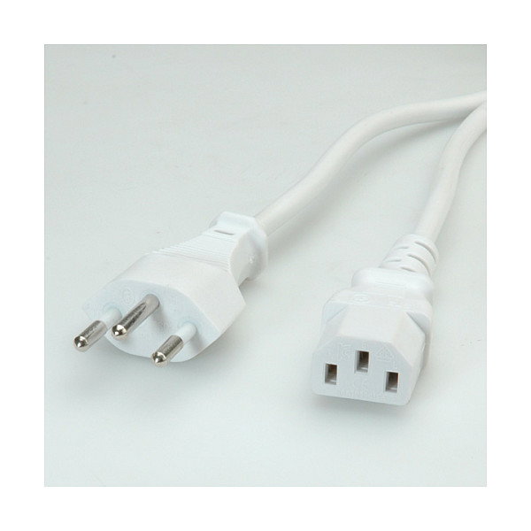 Cable de alimentación T12 a C13, blanco, 1,8 m