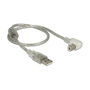DeLOCK Cable USB 2.0 A a B 90° 0,5 m Plata Transparente