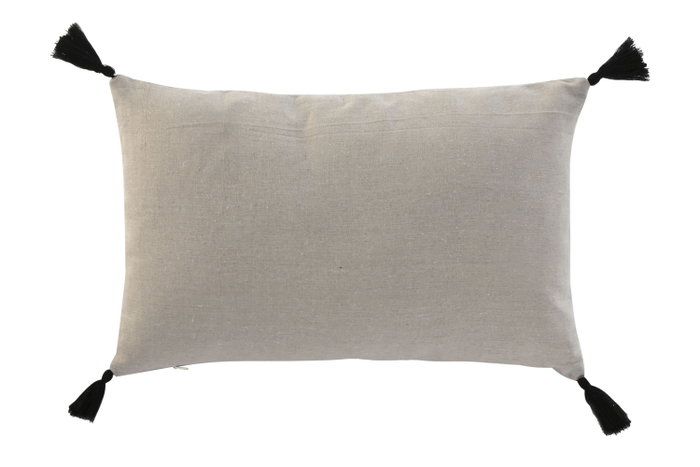 DKD Home Decor Cojín de Algodón con Aplicaciones Beige y Negro 50x30 cm