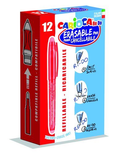 Boligrafo Carioca Re-Do Borrable Rojo (Set de 12) Boligrafo Carioca Re-Do Borrable Rojo (Set de 12)