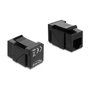 DeLOCK Acoplador de módulo Keystone RJ14 hembra a RJ14 hembra Cat.3 90° Negro