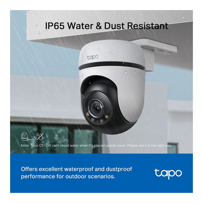 Camara exterior ip wifi tp-link tapo c510w ip65 con rotacion 360º 2k 2304x1296 deteccion multiple alarma
