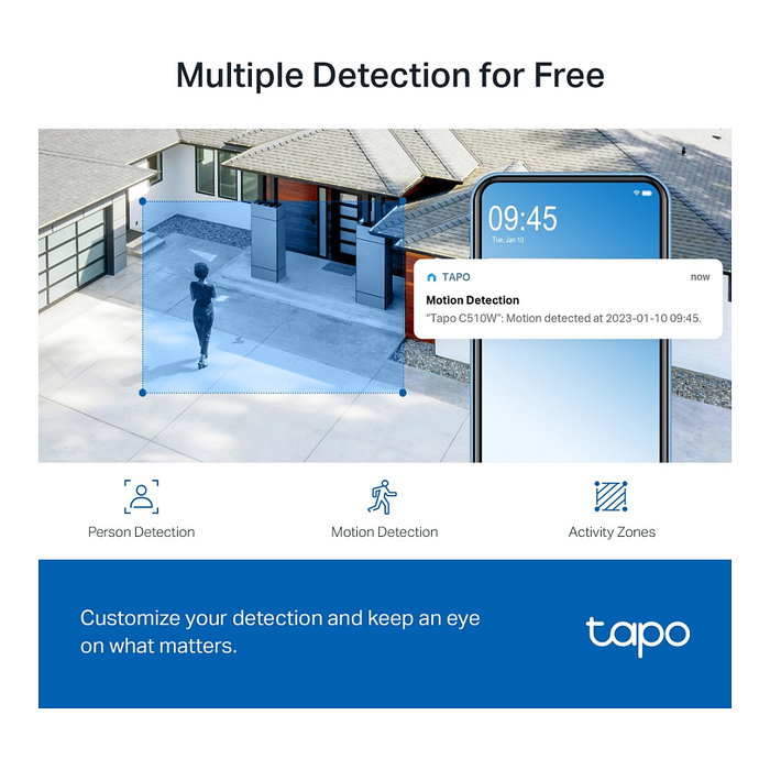 Camara exterior ip wifi tp-link tapo c510w ip65 con rotacion 360º 2k 2304x1296 deteccion multiple alarma