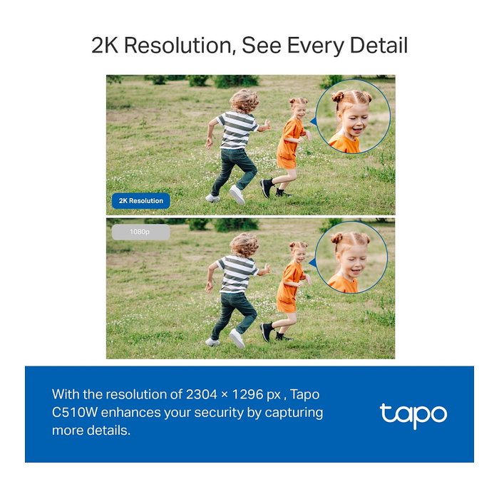 Camara exterior ip wifi tp-link tapo c510w ip65 con rotacion 360º 2k 2304x1296 deteccion multiple alarma