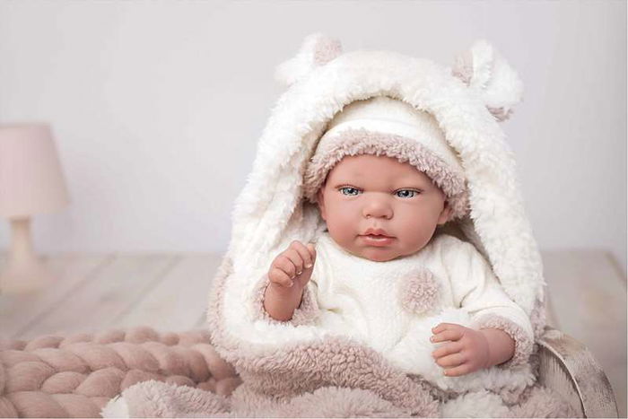 Muñecas Arias Muñeca Reborn Anna 40 cm con Manta y Peluche Español