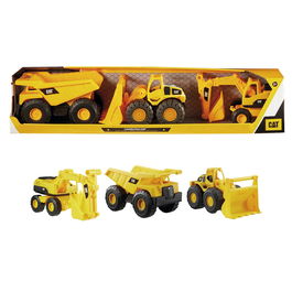 Funrise Caterpillar Pack 3 Vehículos Construcción 83360 Camión Volquete, Pala Cargadora, Excavadora