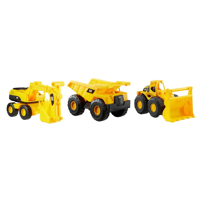 Funrise Caterpillar Pack 3 Vehículos Construcción 83360 Camión Volquete, Pala Cargadora, Excavadora