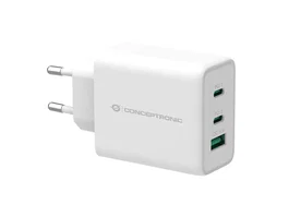 Conceptronic ALTHEA12W Cargador GaN 65W con 3 Puertos (2 USB-C, 1 USB-A) Quick Charge 3.0 USB-PD 3.0, Carga Rápida Universal, Protección, Blanco