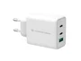Conceptronic ALTHEA12W Cargador GaN 65W con 3 Puertos (2 USB-C, 1 USB-A) Quick Charge 3.0 USB-PD 3.0, Carga Rápida Universal, Protección, Blanco