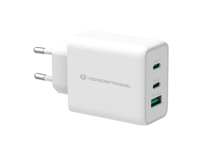 Conceptronic ALTHEA12W Cargador GaN 65W 3 Puertos Blanco Conceptronic ALTHEA12W Cargador GaN 65W 3 Puertos Blanco