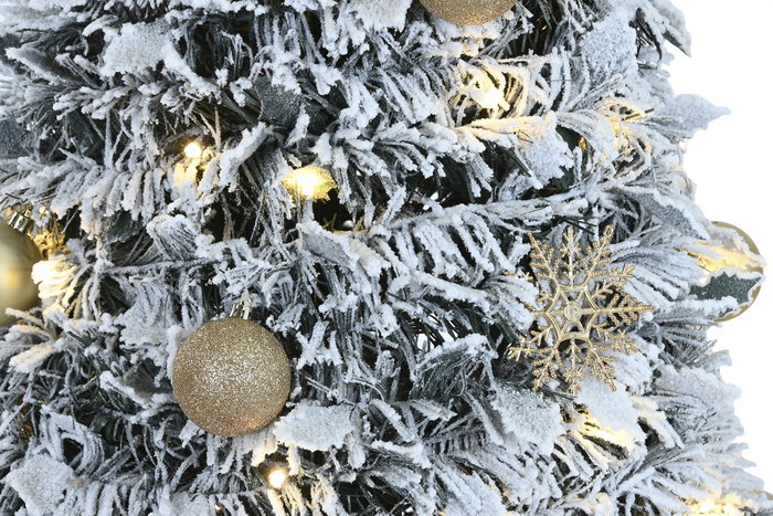 DKD Home Decor Árbol LED Plegable Nevado Dorado 150 cm